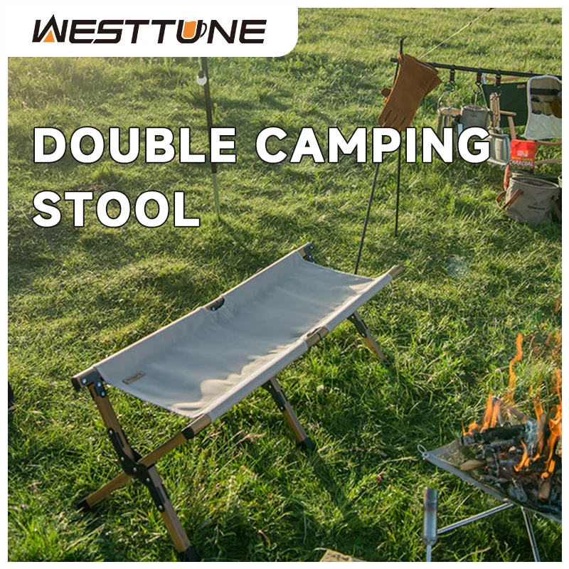 Tabouret pliant WESTTUNE pour camping et pêche - Siège double aluminium léger pour randonnée et jardin