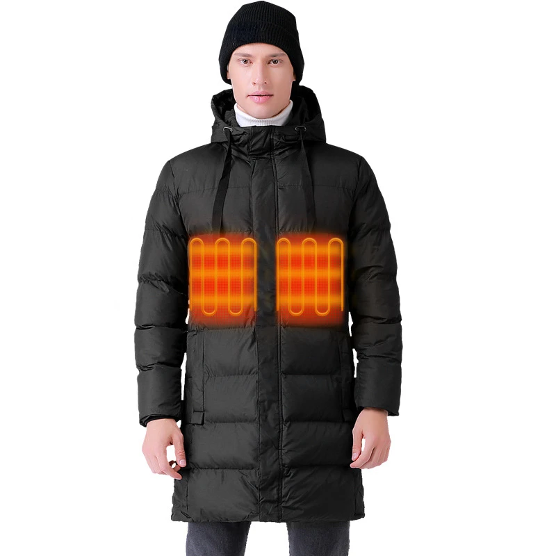 

Winter Outdoor Thickened Long Heating Down Cotton Jacket Heating Jacket USB Charging Heating Warm Ski Clothes