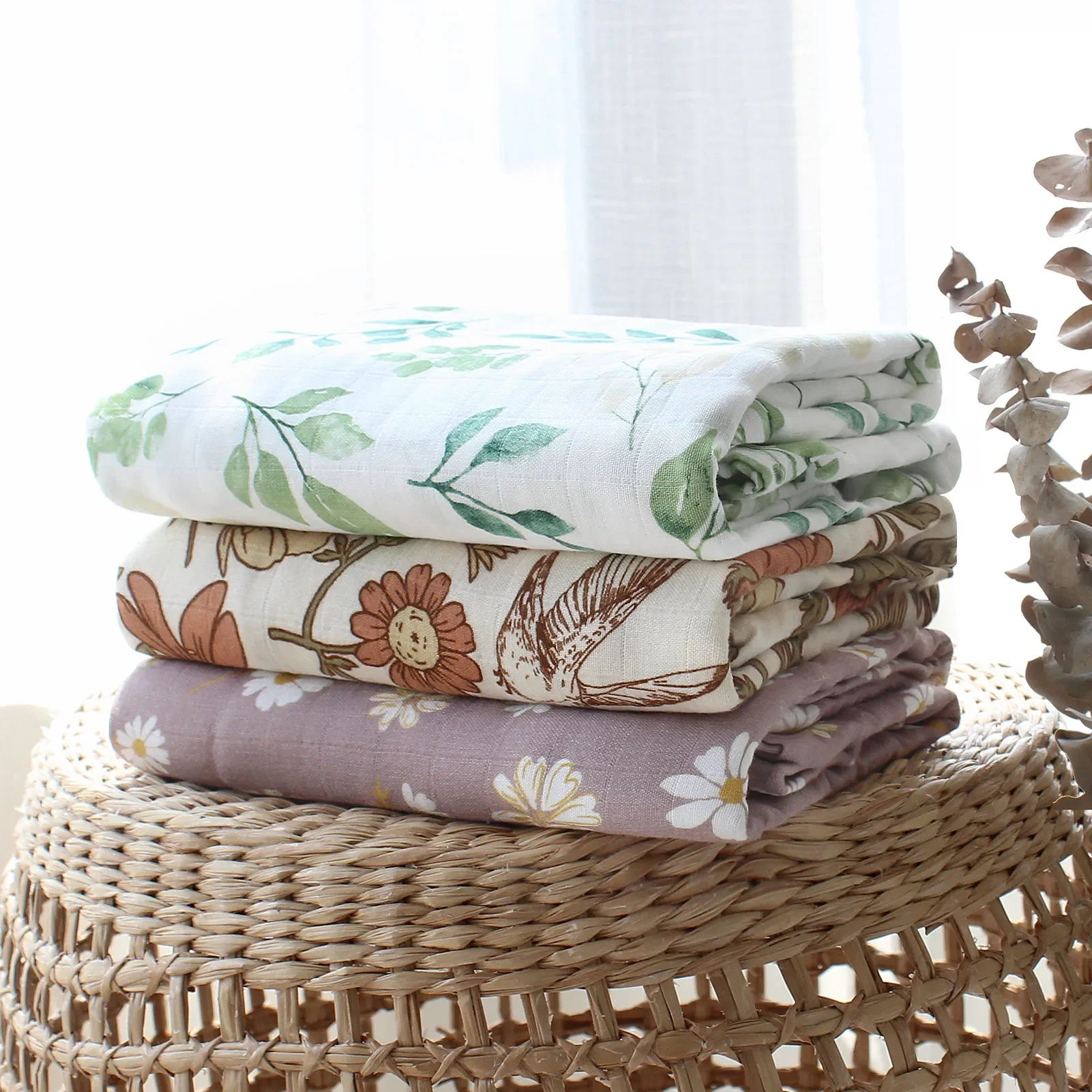 120cm Muslin Bamboo Cotton Towels Baby Blankets Newborn Swaddle wrap Scarf bath Towel Handkerchief Feeding Face Washcloth Wipe 2