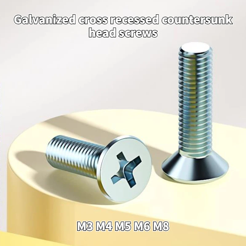 

Galvanized Countersunk Cross Screw Plated Color Plated Blue and White Flat Head Cross Screw Screws M3 M4 M5 M6 M8