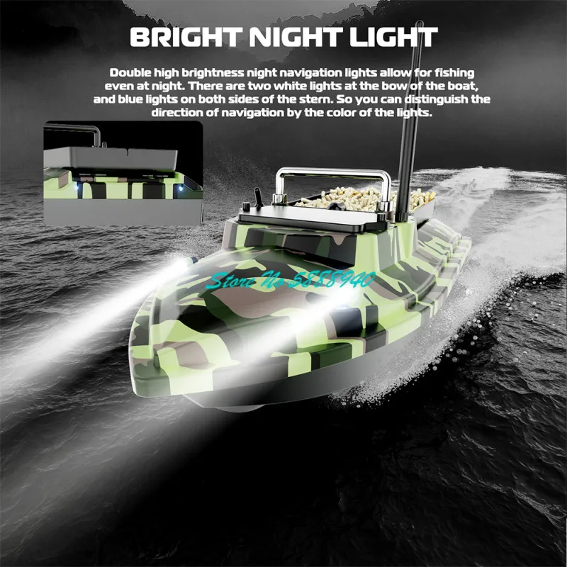 500M Waterproof Electric RC Bait Boat 2KG Loading Dual Battery Supply Smart Cruise LED Lighting Remote Control Nest Fishing Boat 6