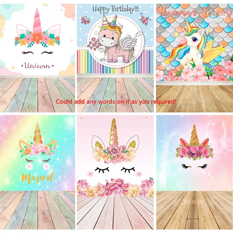 

ZHISUXI Vinyl Unicorn Birthday Photography Backdrops Newborn Baby Photo Background Studio Photocalls Props 210605-03