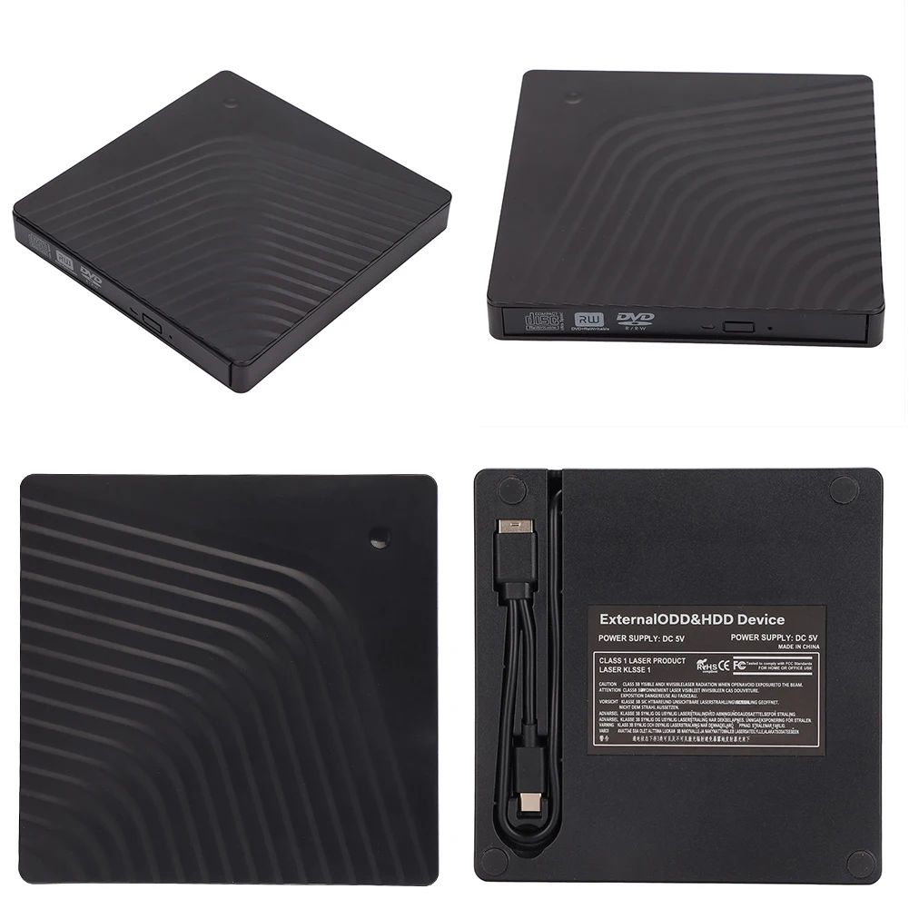 USB 3.0 Type-C DVD Drive External Optical Drives Enclosure Case Portable CD RW DVD Burner Player Enclosure for Desktop Laptop PC