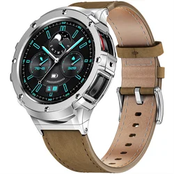 Deluxe Stainless Steel Watch Case and Band Bracelet Accessories - Galaxy 5 Pro 45mm (BrS - Leather Strap)