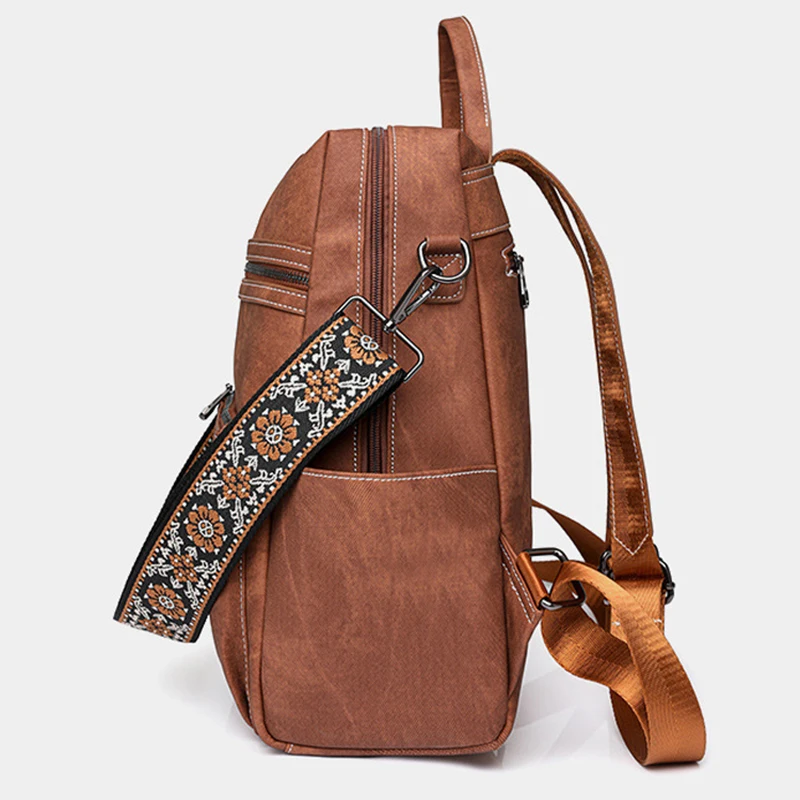 High Quality Soft Leather Backpacks Purses for Women Casual Daypack Vintage Bagpack School Bags for Teen Girls Mochilas Rucksack 3