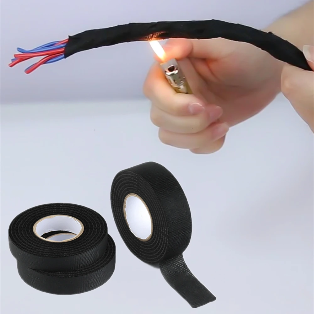 9-30mm Tape Black Velvet Wiring Bundle Flame Retardant Electrical Tape Adhesive Cloth Fabric Wiring Loom Harness Adhesive Sealer