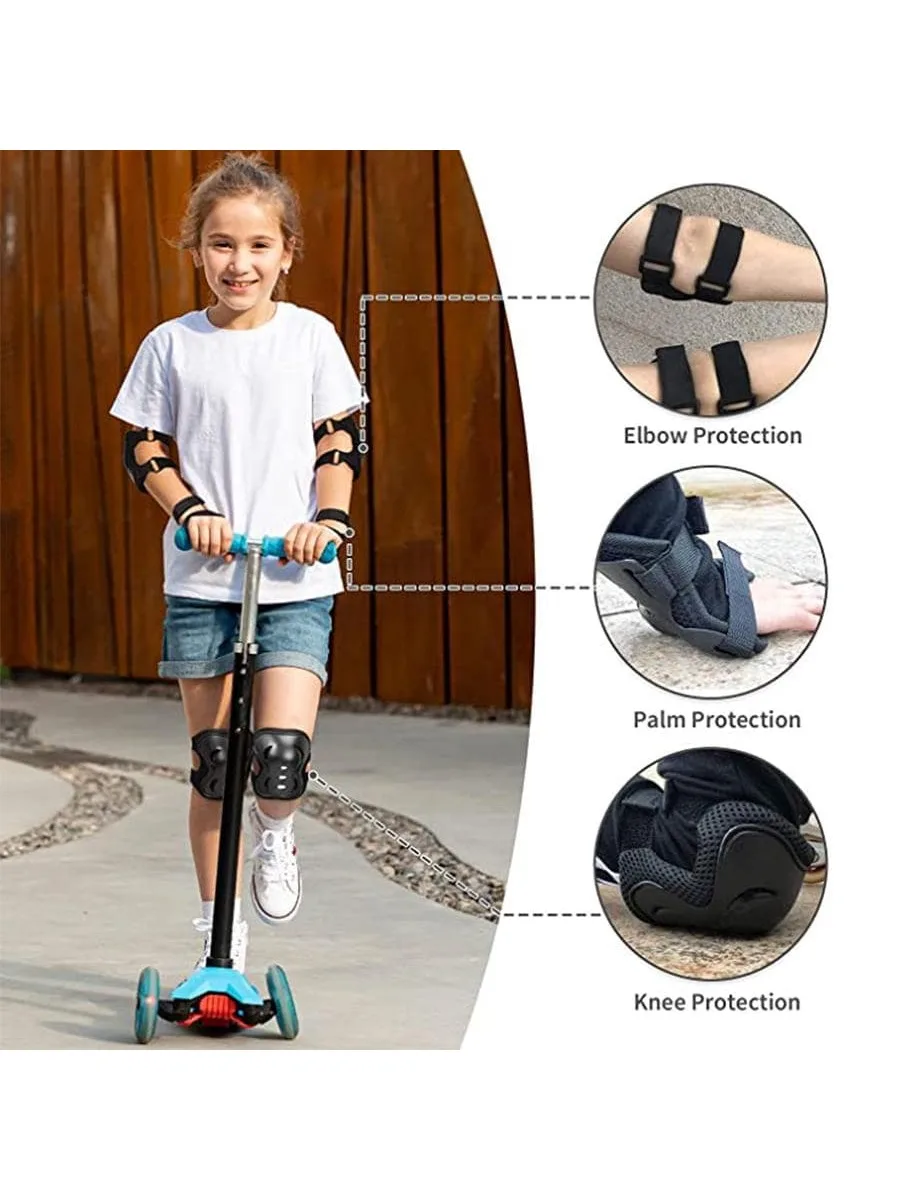 Kids Protective Gear Set Knee Elbow Pads & Wrist Guards for Skateboard Cycling Skating Scooter 6PCS for 3-15 Years