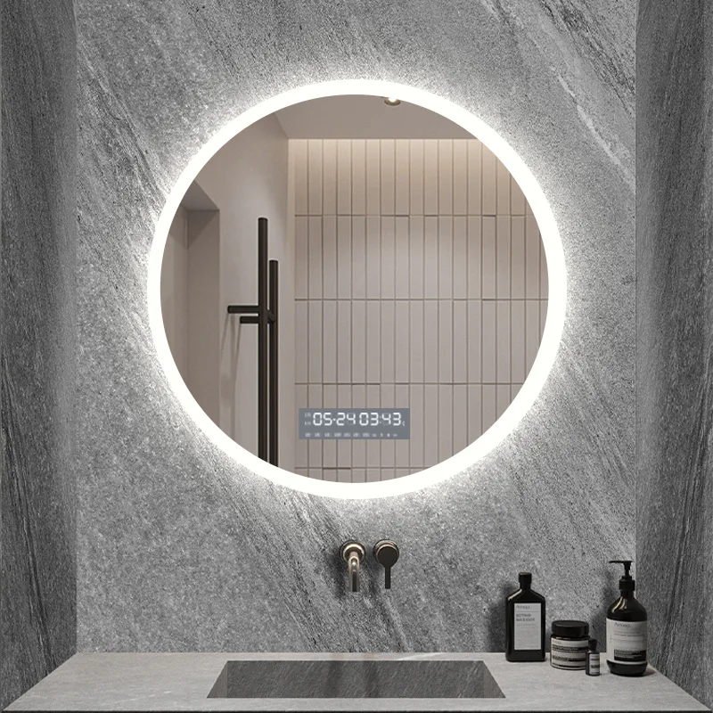Round Bathroom Mirror Smart Makeup Led Mirror Adjustable Backlight With Bluetooth Speaker For