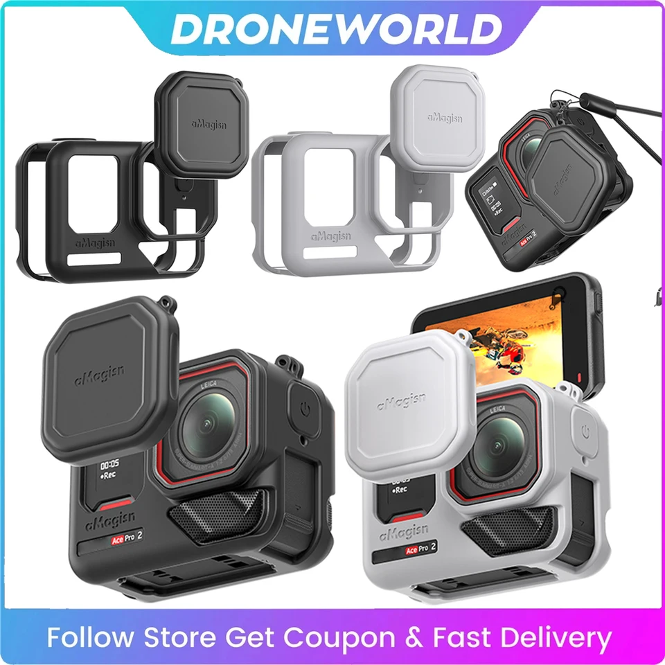 Wmool Per insta360 Ace Pro/Ace Custodia Protettiva Gancio Portatile EVA/Tela Fotocamera Sport Ace per insta360 Accessori Borsa, grigio, for insta360 Ace pro/ace