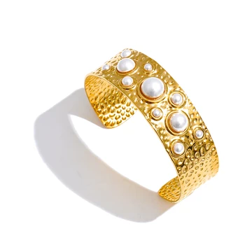 Hammered Elegance Open Cuff Bracelet