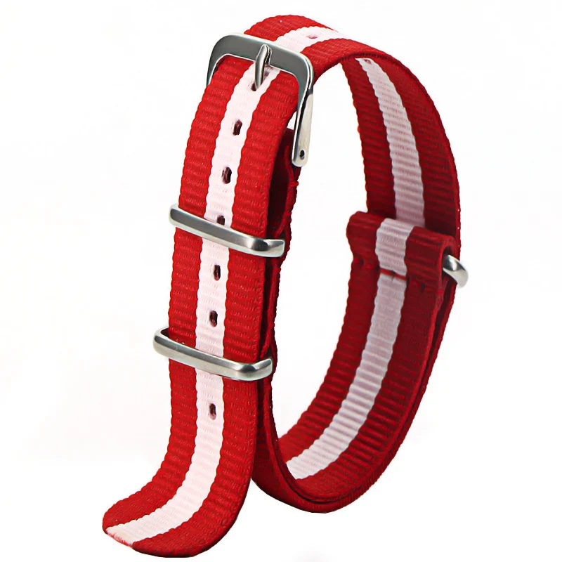 Nylon Army Sports Watch Strap – Black Adjustable Belt with Buckle