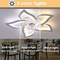 Ventilateurs de plafond modernes avec lumières, lampe de ventilateur avec télécommande, éclairage de ventilateur 3 couleurs, ventilateur de plafond pétale pour chambre/salon 3
