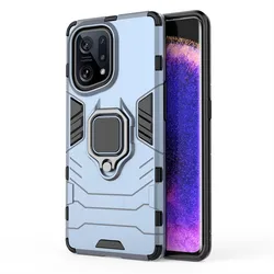 Durable Shockproof Armor Phone Case with Soft TPU Back Cover - Find X5 Lite (Navy Blue)