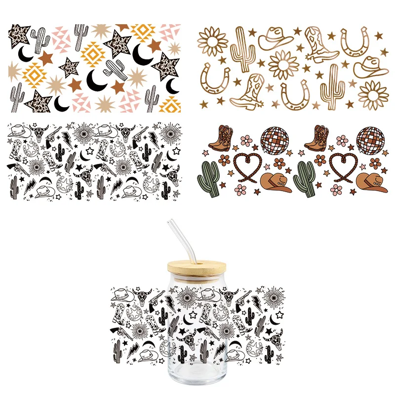 Western Cowboy UV DTF Wrap Transfer Stickers Man Cool Design Waterproof Wrap For Glasses Cups Mugs Decal