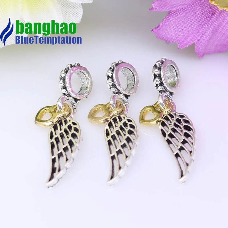 Wholesale DIY Fashion feather Charm for making accessories for jewelry alloy pendants bracelets beads DGB124