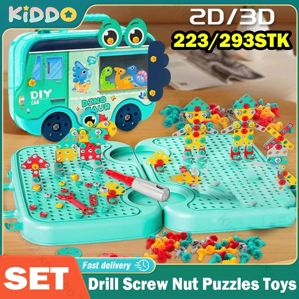 Children Toys Repair Kit Electric Toy Drill Play Repair Tool Screw Tool Box hammer Puzzle Educational Toys for Boys Girls Kids 2