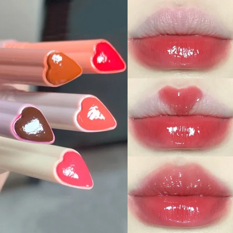 

Transparent Lip Glaze Flower Love Heart Shape Jelly Mirror Lipstick Waterproof Non-stick Cup Solid Lipstick Pen Korean Cosmetics