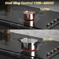 30" Built-in Electric Cooktop 4 Burner Stove 6700W Glass Ceramic Touch Control Knob Safety Lock 2