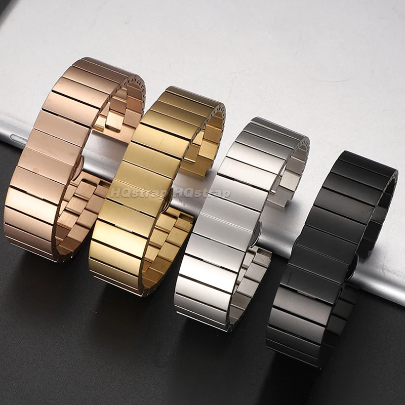 Elegant Silver Stainless Steel Watch Bracelet with Double Press Butterfly Clasp