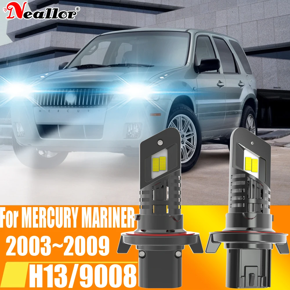 

2pcs H13 9008 Led Headlight Canbus No Error Car Bulb High Power White Fog Light Diode Lamp 12v 55w For MERCURY MARINER 2003~2009