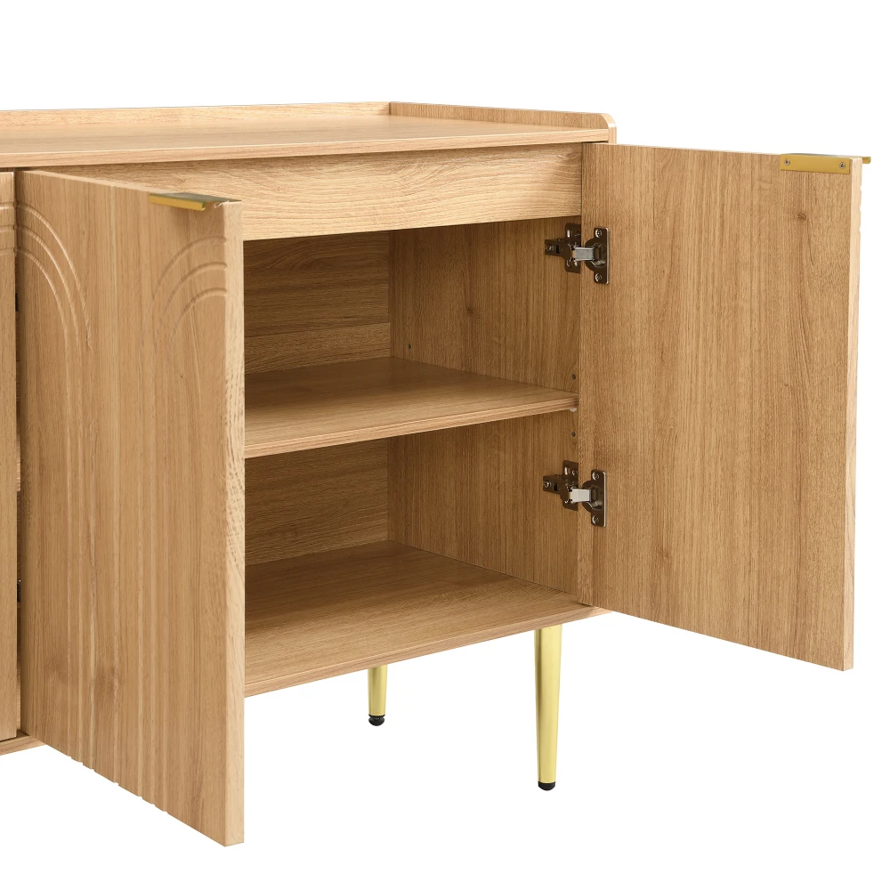 Schlanker, minimalistischer Sideboard-Aufbewahrungsschrank – 140 x 38 x 75 cm, moderner Buffetschrank mit Regalen, Wohnmöbel für Esszimmer – Detail 16