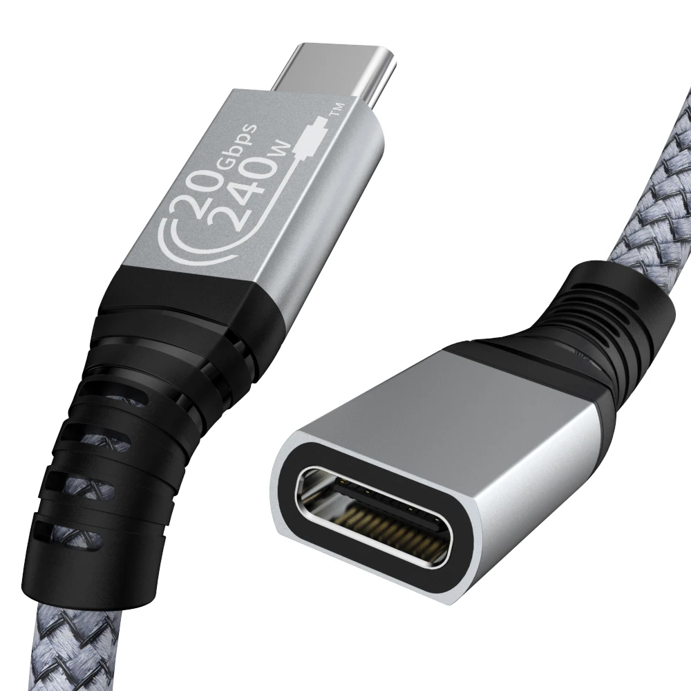 

Nylon Braided 20Gpbs 4K60 Video and Audio 90 Degree Right Angle Type c Audio Pc De Usb Extension Cable