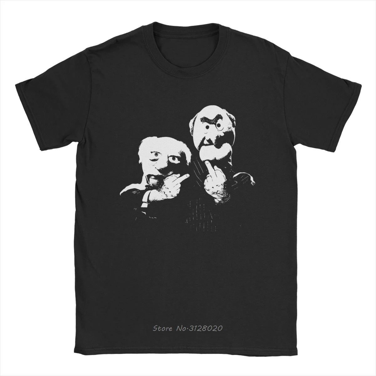 Statler und Waldorf Mittelfinger Herren-T-Shirts, lustige T-Shirts, kurzärmeliges T-Shirt mit Rundhalsausschnitt, reine Baumwolle, Geschenkidee, Kleidung, T-Shirt