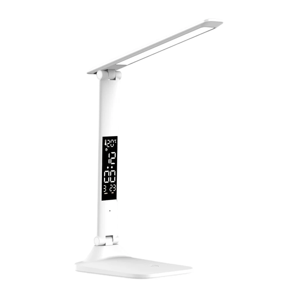 LED Desk Lamp 3 Color Dimmable Office Table Lamp with Clock Date Temperature Reading Light Touch Dorm Lamp for College Dorm Room 5