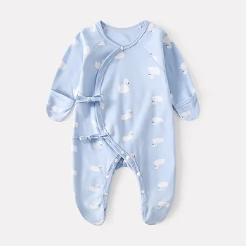 Tuta neonato neonati maschi pagliaccetti in cotone neonato con guanto antigraffio vestiti da cucito disossati 0-6 mesi