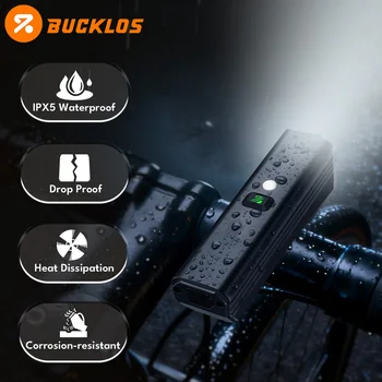 Luce Anteriore per Bicicletta BUCKLOS ad Alta Luminosità con Sensore Intelligente, Ricarica TYPE-C, Lampada per Ciclismo Notturno a Lunga Durata