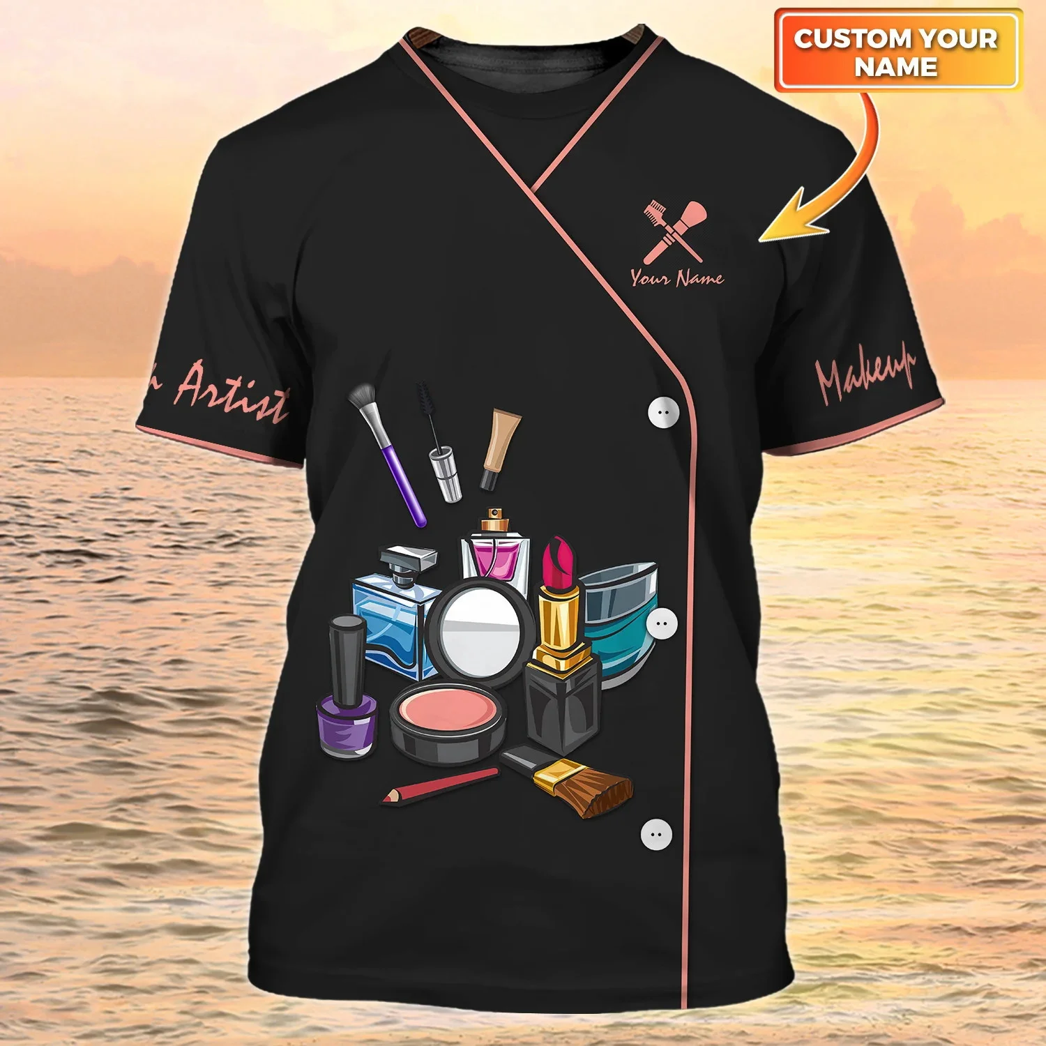 Neueste Sommer männer T-shirt Nagel Techniker Personalisierte Name 3D Gedruckt t shirt Unisex Casual Tops Nagel Salon Uniform DW157 – Detail 20