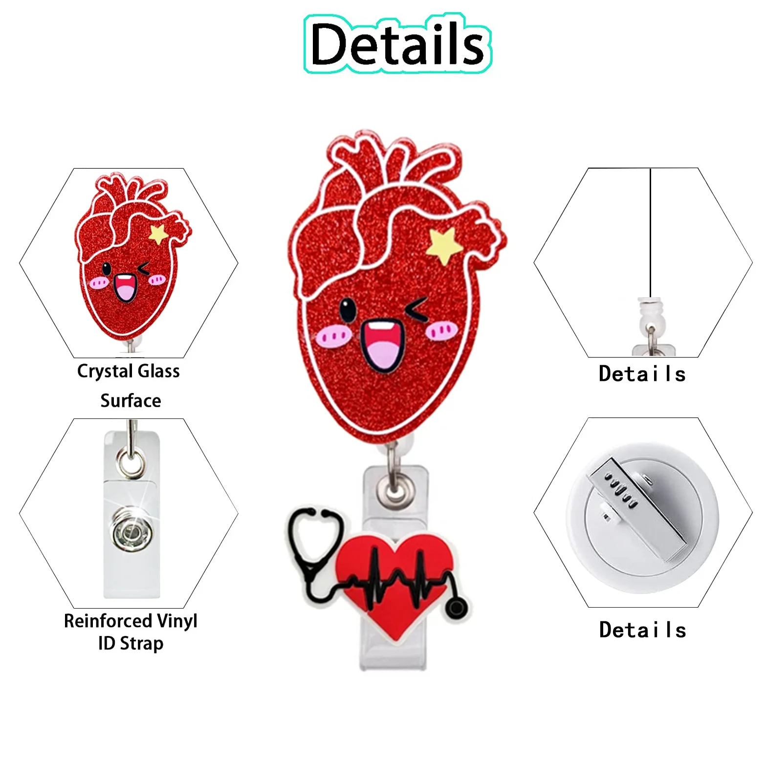 Silicone Retractable Nurse Doctor Hospital Medical Badge Reel Clip Brooches keychains ID Name Cards Holders