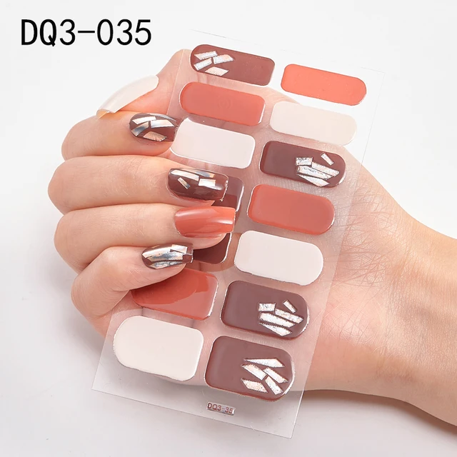 Korean Fashion Colorful 3D Glitter Sequins Nail Art Stickers Manicure DIY Nail Strips Wraps Solid Color DQ3-035
