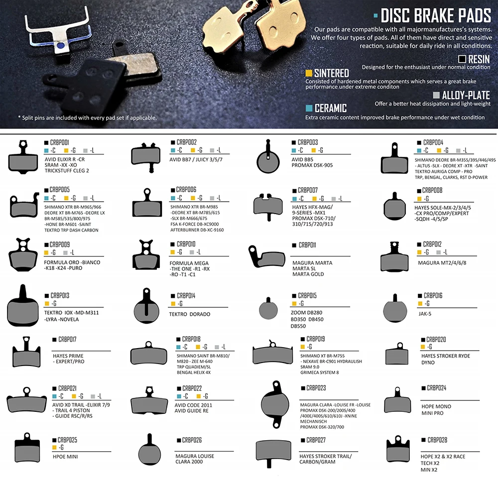 Bicycle Disc Brake Pads Brake Pads Bike Brake Pads 30PRS MTB bike Hydraulic brake pad For shimano sram avid magura formula hayes zoom