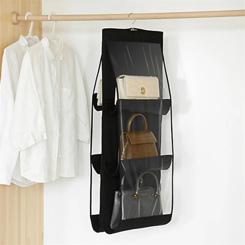 

6 Pocket Hanging Handbag Organizer Handbag Storage Artifact Bag Dust-proof Cover Household Wardrobe Closet Organizer for Closet