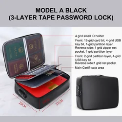 Fireproof Waterproof Multi - Layer Safety Organizer for Documents and Valuables (Black)