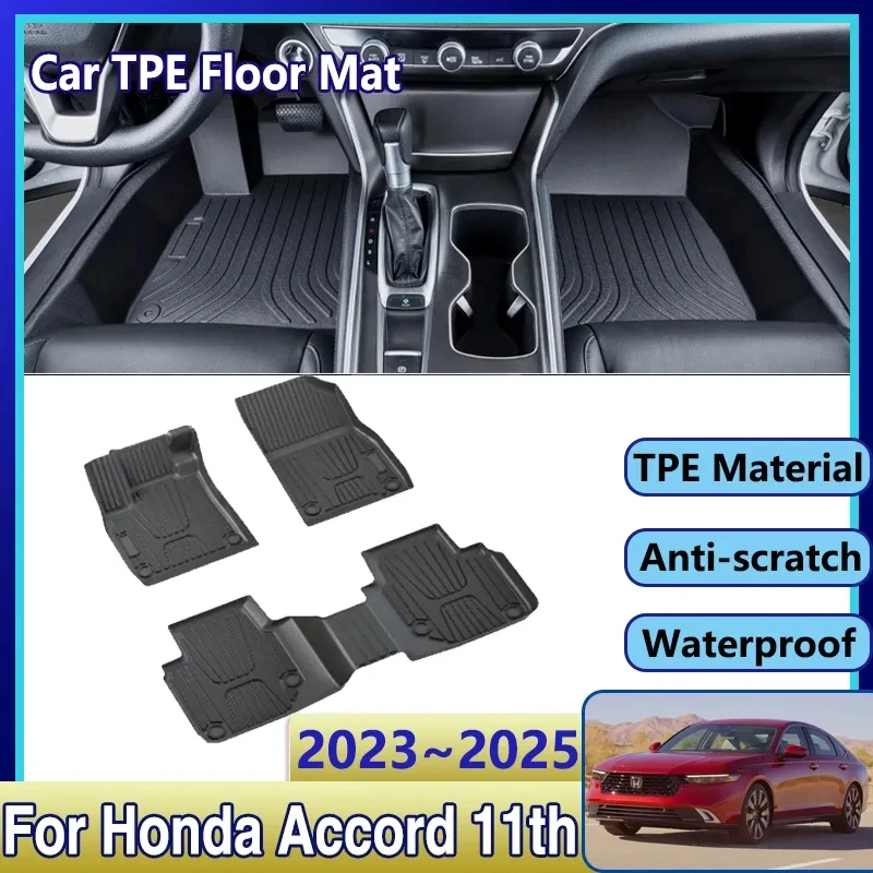 

For Honda Accord 11th Mk11 2023 2024 2025 Car TPE Floor Mat Dirt-resistant Mud Carpet Foot Pad Full Set Rug Tappeto Accessories