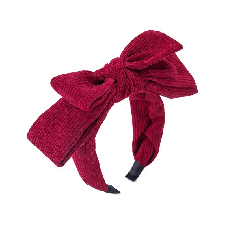 

Solid Corduroy Bowknot Hairband Women Big Bow Headband Teen Girls Hairband Bow Knotted Center Women Hair Accessories Head Band