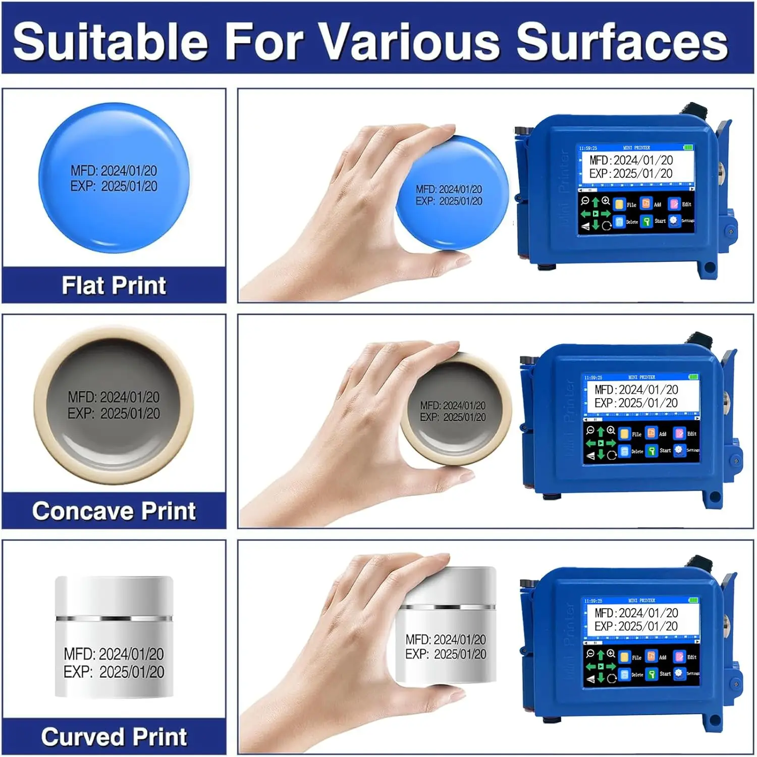 DC11 12.7mm/0.5inch Portable Mini Printer Handheld Inkjet Printer Non-encrypted
