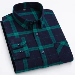 Men's Pure Cotton Plaid Long Sleeve Casual Oversized Shirt - Regular Fit, Leisure Autumn Blouse, Plus Size Available - 39 (M865)