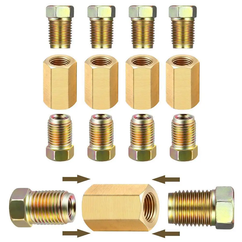 

Brake Fittings Brass Inverted Pipeline Accessories Compression Nuts Adapter Union Fitting 4 Flare 8 Connector Tool Car Unio V5S6
