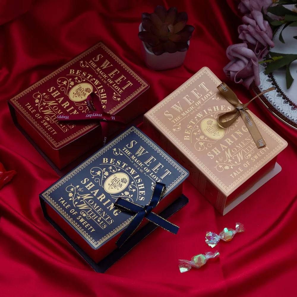 

Creative Love Magic Book Wedding Candy Box ExquisiteParty Chocolate Cookie Gift Box Bow With Ribbon