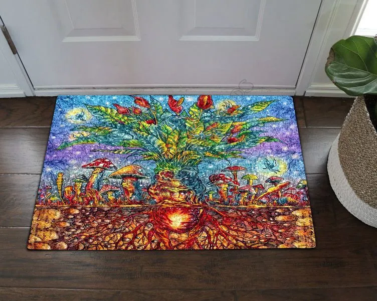 

Mushroom 3D All Over Printed Doormat Non Slip Door Floor Mats Decor Porch Doormat