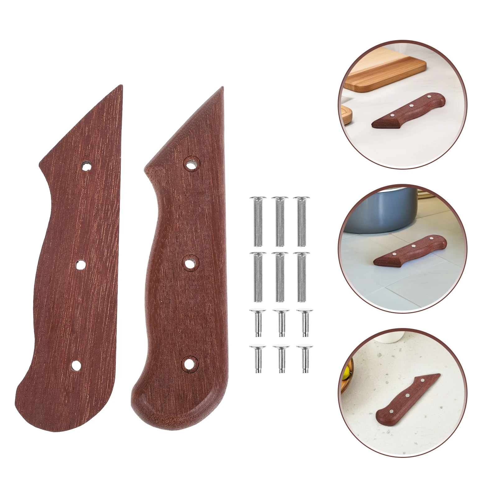 Knife Handle Accessories Wooden Replacement Comfortable Dark Brown Anti Slip Ergonomic Design Fits Kitchen Knives Cutter Grip - 2