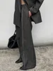 BJTZ Big Size Black Denim Jacket Wide Leg Pants Two Piece Suit New Lapel Long Sleeve Women Fashion Spring Autumn 2024 6