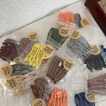 다채로운 색상의 작은 헤어용 집게, 물방울 모양 헤어클립, 아이 헤어 액세서리, 앞머리 클립, 사이드 클립 모자를 쓰고 있죠, 5 개/세트