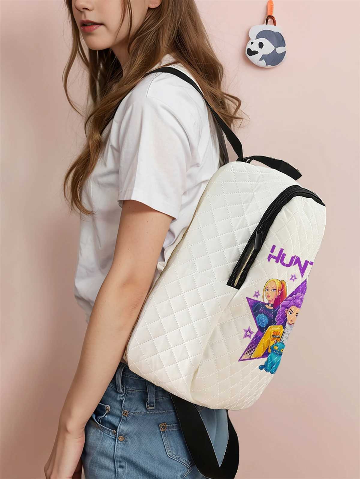 Blossom，Bubbles， Casual Diamond Quilted Compact Backpack, Suitable for Outdoor, Travel, Campus, Suitable for Both Men and Women