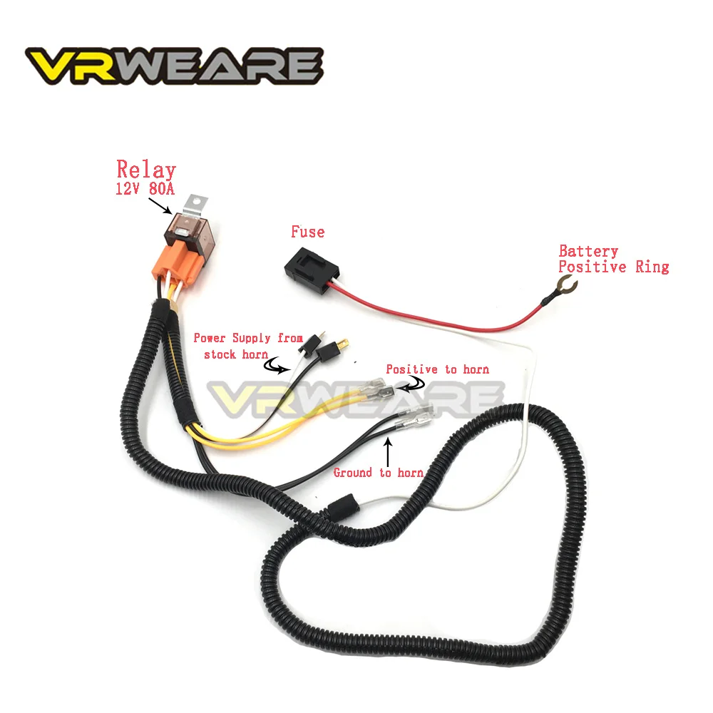 Universal 12V Horn Cable Relay Motorcycle Horn Wiring Harness Kit Car Truck Relay Fuse motorcycle horn