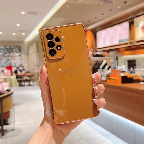 For Samsung Galaxy A53 A52 A13 A12 M12 F12 Case Plating Love Heart Soft Silicone Cover For Samsung S22 S21 S20FE Plus Ultra