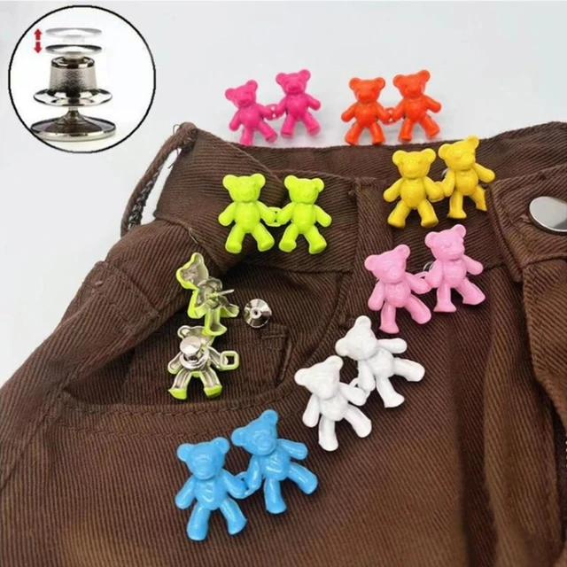 2pcs Adjustable Jean Buttons Pins Cute Bear Pants Button Pins No Sew And No  Tools Instant Pant Waist Tightener For Loose Jeans - Buttons - AliExpress